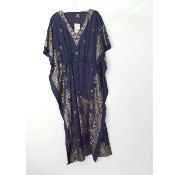 navy blue and gold kaftan